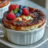 This single-serve, high-protein breakfast is perfect for healthy meal prep, served warm in a ceramic ramekin for cozy mornings.
