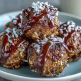 Bite-sized, no-bake energy balls packed with oats, peanut butter, and chocolate chips.  