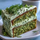 Savory Pickle Cake with dill frosting, a unique appetizer for adventurous foodies.