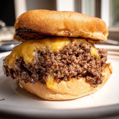 Classic American Hamburgers sizzling on the grill, ready for ketchup, mustard, and a pile of fries.