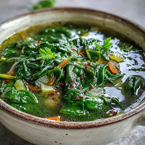 Steaming bowl of Swiss Chard Soup with tender greens, carrots, and a lemony finish.