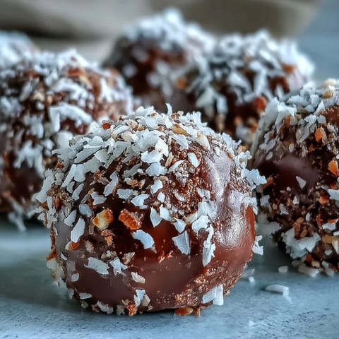 Decadent homemade Chocolate Truffles rolled in cocoa powder, boasting a velvety, rich ganache texture.