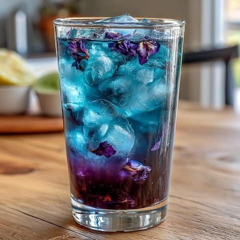Refreshing color-changing lemonade made with butterfly pea flowers, perfect for summer parties and impressing guests with its vibrant transformation.