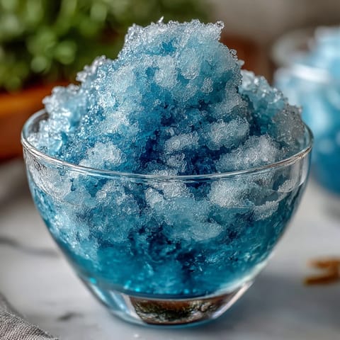 Vibrant blue slushie with tangy lemon and sweet blue raspberry flavors, perfect for summer refreshment.