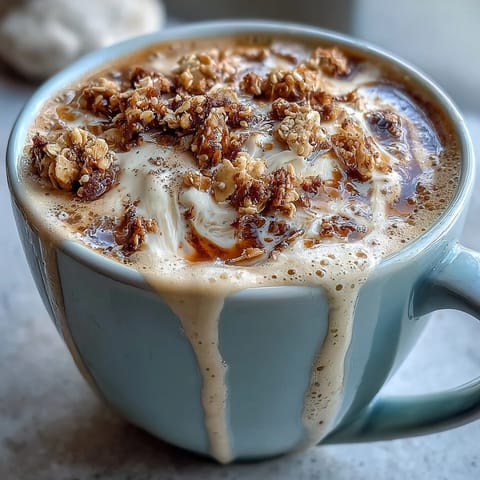 Creamy dandelion tea latte with oat milk and vanilla, a soothing vegan beverage with a hint of maple sweetness and cinnamon.