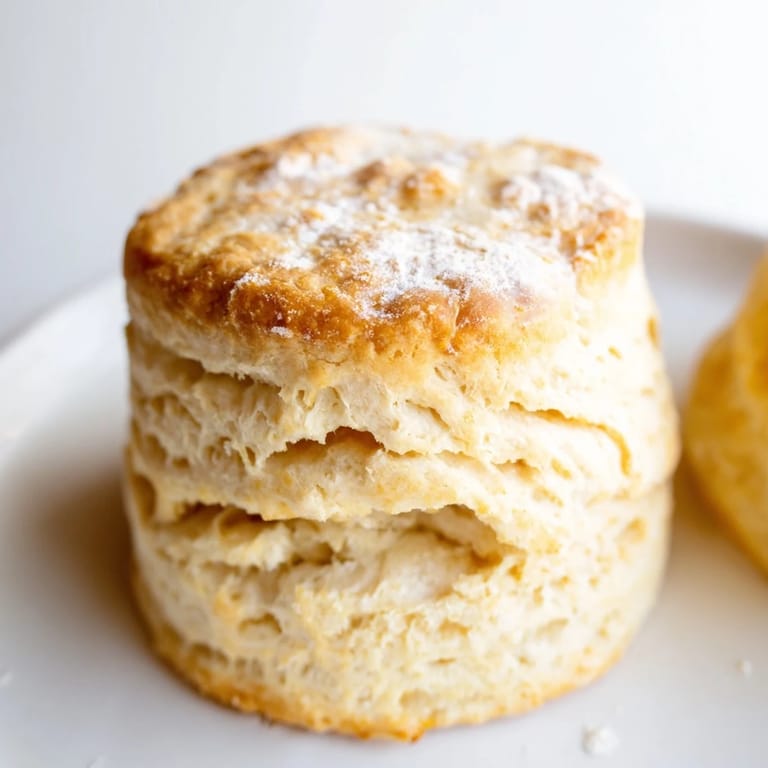 Golden-brown Buttermilk Biscuits stacked high, perfect alongside fried chicken or as a comforting dinner side.