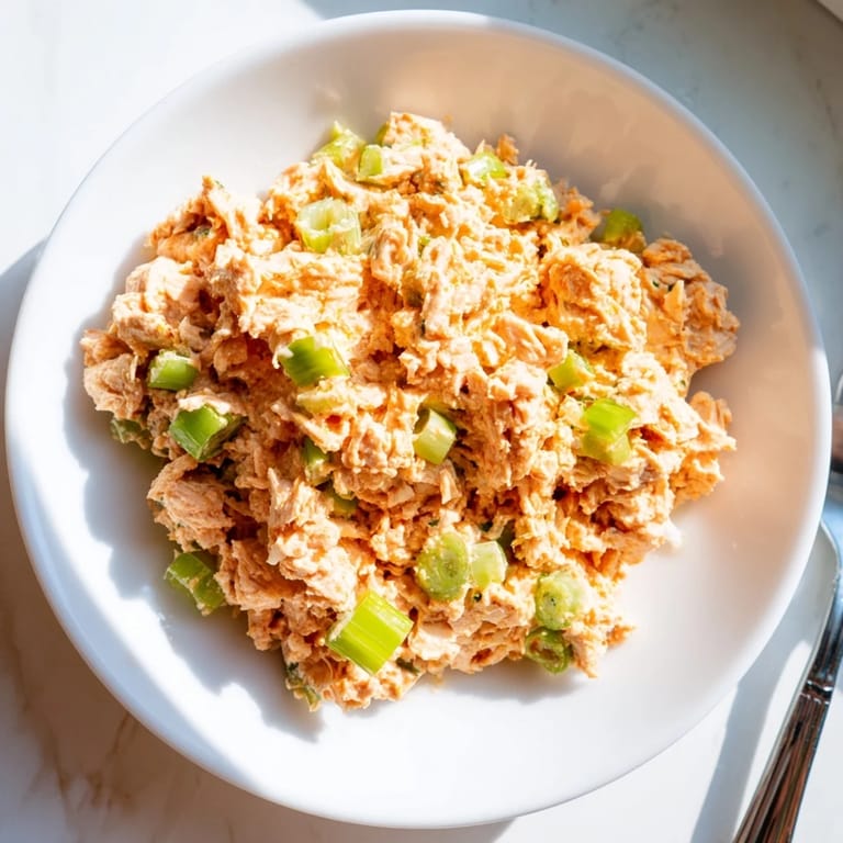 Packed with protein, this vibrant Spicy Zesty Tuna Salad is tossed with crisp celery and drizzled with a zesty lemon-Sriracha dressing for a bold kick.