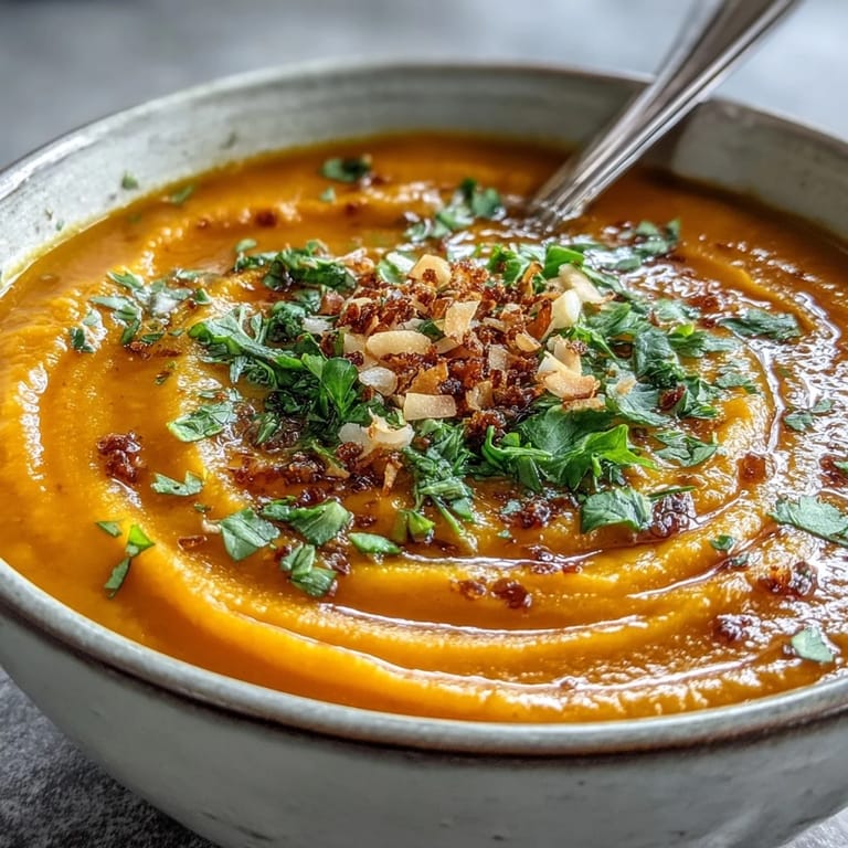 A steaming bowl of Carrot and Coconut Soup beside crusty bread, ready for a comforting lunch.