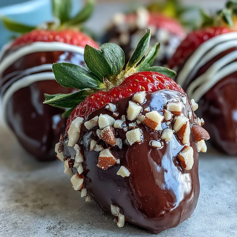 Close-up of Chocolate-Covered Strawberries on a chilled tray, showcasing the rich chocolate coating and fresh berries.