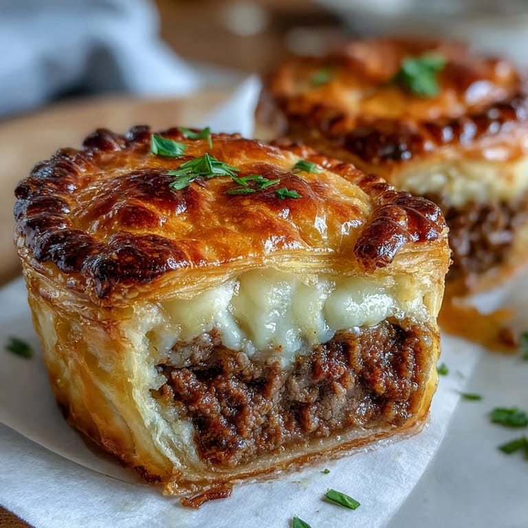 A platter of Mini Beef Tourtières served with whole grain mustard and cranberry sauce for dipping.
