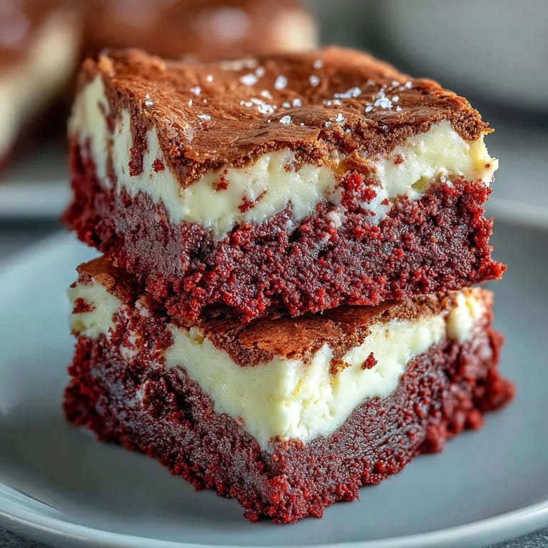 Decadent Red Velvet Cheesecake Brownies cooled on a wire rack, showcasing fudgy layers and vibrant red hues.