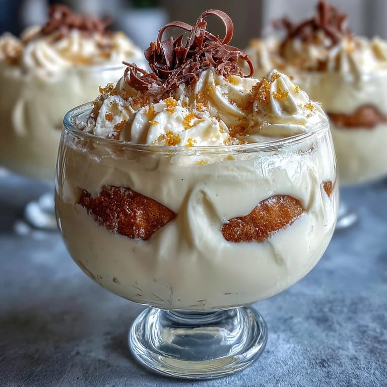 Delightful limoncello tiramisu cups feature delicate ladyfingers soaked in citrus syrup, layered with rich mascarpone cream, and topped with fresh lemon zest.