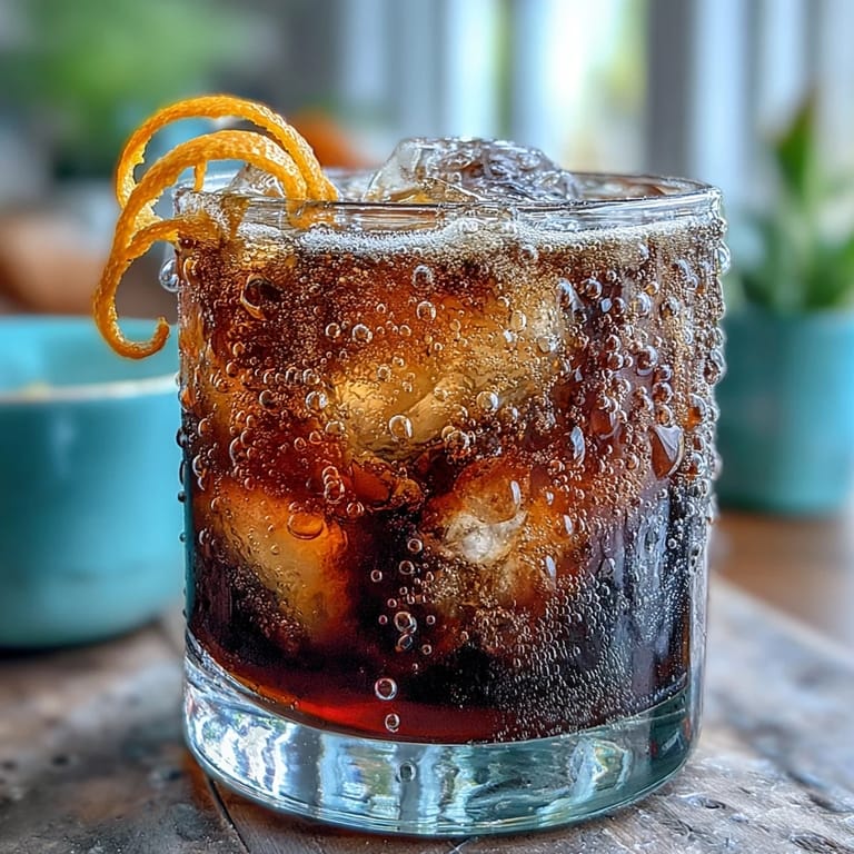 Sparkling tonic water mingles with rich cold brew coffee, finished with aromatic orange zest and a citrus wedge on the rim.