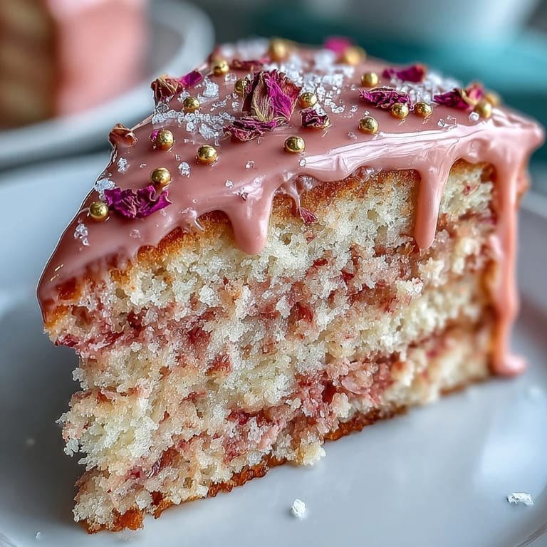 Enjoy a slice of this pink Bridal Shower Rosé Velvet Cake, delicately drizzled.