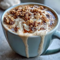 Creamy dandelion tea latte with oat milk and vanilla, a soothing vegan beverage with a hint of maple sweetness and cinnamon.